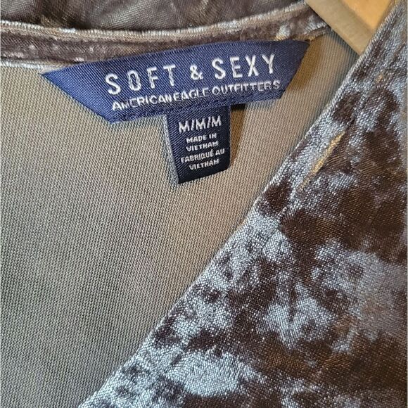 Nwot American Eagle Crushed Velvet Romper Olive Green M - Picture 11 of 12